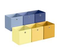 SONGMICS Caja de Almacenaje, Juego de 6, Plegables, 30 x 30 x 30 cm | Organizadores, Sin Olores, Tela, para Estantería Cúbica, para Dormitorio, Salón, Multicolor, Colección TINA RFB230XA09