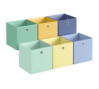 SONGMICS Caja de Almacenaje, Juego de 6, Plegables, 33 x 33 x 33 cm | Organizadores, Sin Olores, Tela, para Estantería Cúbica, para Dormitorio, Salón, Multicolor, Colección TINA RFB233XA08