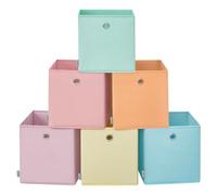 SONGMICS Caja de Almacenaje, Juego de 6, Organizadores Plegables, 30 x 30 x 30 cm, Tela, para Estantería Cúbica, de Colores, Cesta de Almacenaje, para Dormitorio, Salón RFB230X01