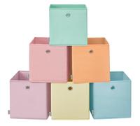 SONGMICS Caja de Almacenaje, Juego de 6, sin Olores, Organizadores Plegables, 33 x 33 x 33 cm, Tela, para Estantería Cúbica, de Colores, Cesta de Almacenaje, para Dormitorio, Salón RFB233X01