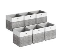 SONGMICS Caja de Almacenamiento, Set de 6, Cajas Organizadoras de PP, Sin Olores, Caja Plegable, Caja de Tela para Estantería Tipo Cubo, 33 x 33 x 33 cm, Blanco Nube y Gris Claro RFB433GM02