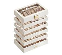 SONGMICS Caja Joyero Apilable, de 6 Capas, Tapa de Cristal Transparente | Caja de Joyas Grande, 28 x 17 x 25,3 cm, para Cajón de Tocador, Idea de Regalo, Blanco, Colección GISELLA JBC195W01