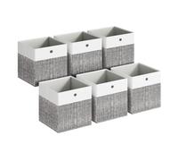 SONGMICS Cajas Almacenaje, Set de 6, Plegable, 30 x 30 x 30 cm | Cajas Organizadoras de PP, Tela, Sin Olores, Totora Gris, Colección TINA RFB430GM02