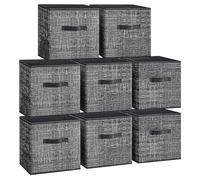 SONGMICS Cajas de Almacenaje, Juego de 8 Cajas de Almacenaje de 30 cm de Tela no Tejida, con Asas Dobles, Organizadores de Cubos, para Estantería, Plegables, para Ropa, Negro Tinta ROB830B01
