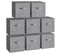 SONGMICS Cajas de Almacenaje, Juego de 8 Cajas de Almacenaje de 30 cm de Tela no Tejida, con Asas Dobles, Organizadores de Cubos, para Estantería, Plegables, para Ropa, Gris Espadaña ROB830G01