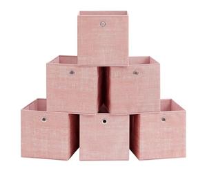 SONGMICS Cajas de Almacenamiento, Juego de 6 Cajas de Tela No Tejida con Asa, 30 x 30 x 30 cm, Unidad de Almacenamiento, para Estantes, Plegable, Almacenamiento de Ropa, Rosa CarameloRFB006R01