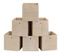 SONGMICS Cajas de Almacenamiento, Juego de 6, Plegable, 30 x 30 x 30 cm | Para Estantes, Tela No Tejida con Ojal Metálico, Almacenamiento de Ropa, Beige Arena, Colección TINA RFB006K03