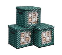 SONGMICS - Cajas de almacenamiento para decoración navideña, caja para bolas de Navidad, 64 compartimentos separadores modulares, 30,5 x 30,5 x 30,5 x 30,5 cm, verde RFB029G01