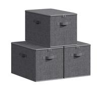 SONGMICS Cajas de Almacenamiento Plegables, Juego de 6 Organizadores en Cajas con Tapas y Asas, para Ropa, 50 x 30 x 30 cm, Tejido de Tela No Tejida, Gris Pizarra RZB050GN03
