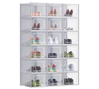 Juego de 18 Cajas de Zapatos Plástico Plegable Transparente y Gris