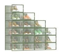 Juego de 12 Cajas de Zapatos Plástico Transparente y Verde Laurel