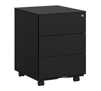 SONGMICS Cajonera, Archivador Móvil, Armario Metálico, Soporte para Impresora, con Cerradura, 3 Cajones, Premontado, Oficina, Oficina Casa, 45 x 39 x 54 cm, Negro Mate OFC63BK