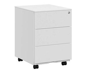 SONGMICS Cajonera, Archivador Móvil, Armario Metálico, Soporte para Impresora, con Cerradura, 3 Cajones, Premontado, Oficina, Oficina Casa, 45 x 39 x 54 cm, Blanco Mate OFC63WT