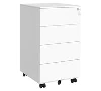 SONGMICS Cajonera, Archivador Móvil, Armario Metálico, Soporte para Impresora, con Cerradura, 4 Cajones, Premontado, Oficina, Oficina Casa, 45 x 39 x 69 cm, Blanco Mate OFC064W14