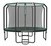 SONGMICS Cama Elástica Infantil Ø 366 cm, Red de Seguridad, Poste de 180 cm de Altura, Cojín de Seguridad, Escalera, Marco de Acero, Negro y Verde Oscuro STR123C01