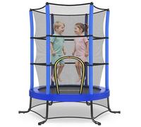 SONGMICS Cama Elástica Infantil, 174 cm de Diámetro, con Redes de Seguridad, Almohadillas de Seguridad, Mini Cama de Fitness, Marco de Acero, Uso Interiores, Exteriores y Jardín, Azul STR050Q101