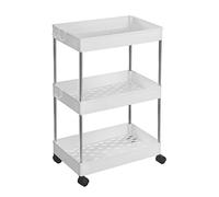 SONGMICS Carro de Almacenamiento de 3 Niveles, Carrito con Ruedas, Carro de Cocina, Ahorro de Espacio, para Baño, Oficina, 23,6 x 42 x 60,6 cm, Blanco Nube KSC009W01