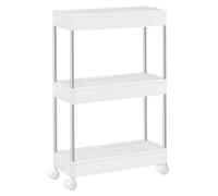 SONGMICS Carro de Almacenamiento de 3 Niveles, Carrito con Ruedas, Carro de Cocina, Ahorro de Espacio, para Baño, Oficina, 14,4 x 42 x 60,6 cm, Blanco Nube KSC007W01