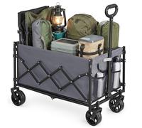 SONGMICS Carro Plegable, Carro de Jardín con Asa, 4 Ruedas Reforzadas (2 Giratorias), para Exterior y Jardín, Carga de 150 kg, 150 L, Gris Pizarra GFW150GD01