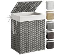 SONGMICS Cesta de Almacenamiento, Cesta de Lavandería de 90 L con Tapa, Plegable, Bolsas de Tela Extraíbles y Asas, para Mantas, Ropa, Salón, Dormitorio, Lavadería, Gris LCB51WG