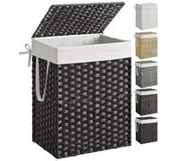 SONGMICS Cesta de Almacenamiento, Cesta de Lavandería de 90 L con Tapa, Plegable, Bolsas de Tela Extraíbles y Asas, para Mantas, Ropa, Salón, Dormitorio, Lavadería, Negro LCB51BK