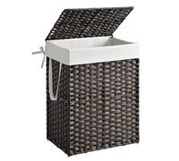 SONGMICS Cesta de Almacenamiento, Cesta de Lavandería de 90 L con Tapa, Plegable, Bolsas de Tela Extraíbles y Asas, para Mantas, Ropa, Salón, Dormitorio, Lavadería, Marrón LCB051K02