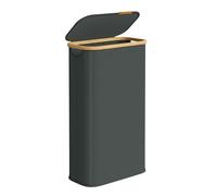 SONGMICS Cesto de Ropa con Tapa, Plegable, 70 L, 42 x 22,5 x 70,5 cm | Recogedor de Colada Compacto, Tejido de Oxford, Marco de Bambú, Gris Pizarra y Bambú Claro, Colección ROXANNE LCB517GN01