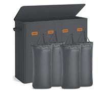 SONGMICS Cesto de Ropa Sucia con 4 Compartimentos, 210 L, Tapa, 5 Etiquetas, Bolsa Interior Extraíble y Lavable, Lavadero, Gris Oscuro RLH014G01
