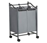 SONGMICS Cesto para la Colada, Carrito de Lavandería con 2 Bolsas Extraíbles, Carro de la ropa, Organizador de Juguetes con Ruedas, Robusto, 2 x 45L, Gris LSF002GS