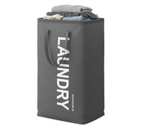 SONGMICS Cesto Ropa Sucia, 80 L, Cesta de Ropa Plegable, con Asa, Bolsa para Ropa, Repelente al Agua, para Lavadero, Dormitorio, Baño, Gris Pizarra RLH001GN01