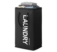 SONGMICS Cesto Ropa Sucia, 80 L, Cesta de Ropa Plegable, con Asa, Bolsa para Ropa, Repelente al Agua, para Lavadero, Dormitorio, Baño, Negro Tinta RLH001BH01