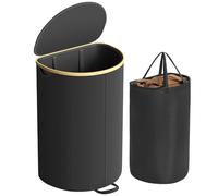 Cesto de ropa sucia de tela con tapa y bolsa extraíble diseño semicircular