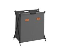 SONGMICS Cesto Ropa Sucia, Cesta para Colada, Clasificador de Ropa de 115 L, 2 Secciones, Marco en X Plegable, con Etiquetas Personalizables, Cuarto de Lavado, Dormitorio, Baño, Gris Pizarra LCB120G01