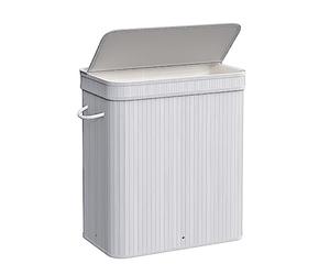 SONGMICS Cesto Ropa Sucia con Tapa, Cesta Ropa Sucia de Bambú, Bolsa Interior Extraíble y Lavable a Máquina, con Asas, 100 L, para Lavandería, Dormitorio, Sala de Estar, Gris Paloma LCB063G01