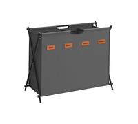 SONGMICS Cesto Ropa Sucia, Marco en X Plegable, 4 Secciones, 155 L | Cesta para Colada, Clasificador de Ropa, con Etiquetas Personalizables, Dormitorio, Gris, Colección STEVIE LCB140G01