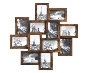SONGMICS Collage de Marco de Fotos, 12 Marcos para Fotos 10 x 15 cm, Marcos de fotos para Pared, Marcos Múltiples, Decoración de pared, Marrón Rústico RPF022X01
