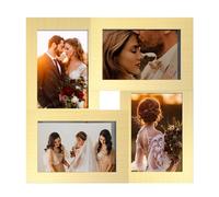 SONGMICS Collage de Marco de Fotos, 4 Marcos para Fotos 10 x 15 cm, Marcos de fotos para Pared, Marcos Múltiples, Decoración de pared, Dorado Pálido RPF025A01