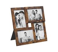SONGMICS Collage de Marco de Fotos, 4 Marcos para Pared 30 x 30 cm | Marcos Múltiples, Decoración de Pared, Marrón Rústico y Vidrio transparente, Colección KAVI RPF025X01