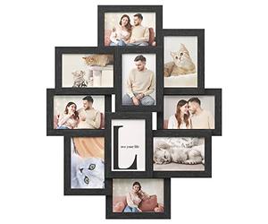 SONGMICS Collage de Marcos de Fotos, 10 Marcos para Fotos de 10 x 15 cm, Marcos de Fotos para Pared, Marcos Múltiples, Decoración de Pared, Negro Tinta RPF20BK