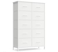 SONGMICS Cómoda, 10 Cajones, Estructura de Acero | Cómoda para Dormitorio, Armario, Pasillo, Salón, Blanco Nube y Blanco Nieve, Colección BELLAH LGS125WH01