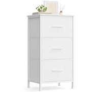 SONGMICS Cómoda, 3 Cajones de Tela, Estructura de Acero | MDF, Tela no Tejida, para Dormitorio, Armario, Pasillo, Salón, nube blanca y Blanco Nieve, Colección BELLAH LGS313WH01