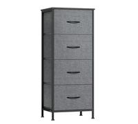 SONGMICS Cómoda, 4 Cajones de Tela, Estructura de Acero | MDF, Tela no Tejida, para Dormitorio, Armario, Pasillo, Salón, Gris Pizarra, Colección BELLAH LGS314G101
