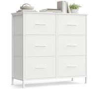 SONGMICS Cómoda, 6 Cajones, Estructura de Acero | Cómoda para Dormitorio, Armario, Pasillo, Salón, Blanco Nube y Blanco Nieve, Colección BELLAH LGS123WH01