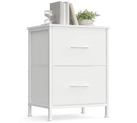 SONGMICS Cómoda, con 2 Cajones para Dormitorio, Mueble de Almacenaje, Acero, MDF, Tela no Tejida, para Dormitorio, Armario, Recibidor y Salón, Blanco Nube y Blanco Nieve LGS312WH01