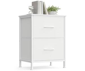 SONGMICS Cómoda, con 2 Cajones para Dormitorio, Mueble de Almacenaje, Acero, MDF, Tela no Tejida, para Dormitorio, Armario, Recibidor y Salón, Blanco Nube y Blanco Nieve LGS312WH01