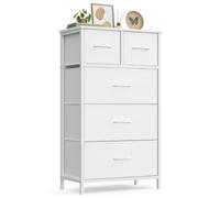 SONGMICS Cómoda con 5 Cajones de Tela, Estructura de Acero | Mueble Organizador, 50,6 x 30 x 96,2 cm, para Dormitorio, Salón, Pasillo, nube blanca, Colección BELLAH LGS431W101