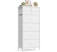 SONGMICS Cómoda con 6 Cajones de Tela, Estructura de Acero | Mueble Organizador, 50,6 x 30 x 117,7 cm, para Dormitorio, Salón, Pasillo, Blanco Nieve, Colección BELLAH LGS541W101