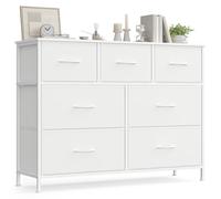 SONGMICS Cómoda con 7 Cajones, Estructura de Acero Resistente | Mueble de Almacenaje, para Dormitorio, Armario, Recibidor y Salón, nube blanca y Blanco Nieve, Colección BELLAH LGS323WH01