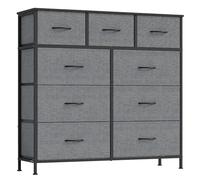 SONGMICS Cómoda con 9 Cajones, Gris Pizarra, Colección BELLAH LGS324G101 | Mueble de Almacenaje, para Dormitorio, Armario, Recibidor y Salón, Gris Pizarra, Colección BELLAH LGS324G101