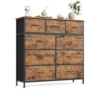 SONGMICS Cómoda con 9 Cajones, Negro y Marrón, Colección BELLAH LGS324BH04 | Mueble de Almacenaje, para Dormitorio, Armario, Recibidor y Salón, Negro y Marrón, Colección BELLAH LGS324BH04